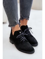 Zazoo 2959 Semišové Polobotky Oxfordky Šněrovací Na Plochém Podpatku Černé Zazoo 2959 Semišové Polobotky Oxfordky Šněrovací Na Plochém Podpatku Černé