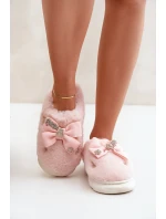 Futřené Pantofle Se Stužkou A Připínáčky Růžové Annalira
