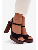 Dámské sandály na podpatku a platformě z eko semiše Černé Gralisse