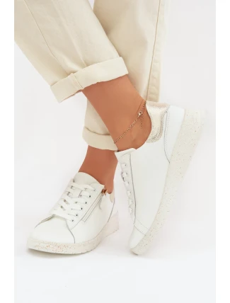 Kožené dámské polobotky se zipem Bíloblaté Dorothea