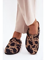 Kožené semišové pantofle Mule s přezkou v kravích skvrnách Zazoo 1905