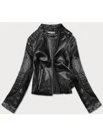 Krátká černá bunda ramoneska se stojáčkem (11Z8038) Krátká černá bunda ramoneska se stojáčkem (11Z8038)