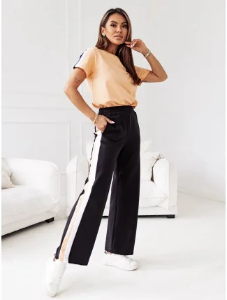 Dámský sportovní komplet v broskvové barvě - oversize tričko t-shirt a teplákové kalhoty (VE89)