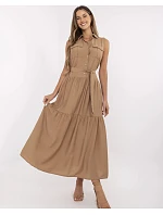 Elegantní maxi šaty tmavě béžové (A5032) Elegantní maxi šaty tmavě béžové (A5032)