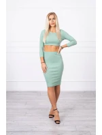 Souprava halenky a sukně tmavě mátová