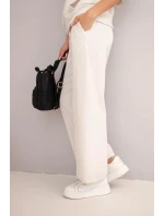 Dámská máslová souprava mikina s kapucí a volné kalhoty se šňůrkou béžový