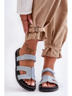 Kožené klasické žabky dámské na suchý zip hnědé Amedon