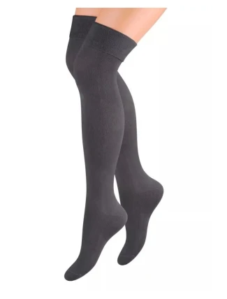 Dámské hladké nadkolenky 076 Tmavě šedá - Steven Dámské hladké nadkolenky 076 Tmavě šedá - Steven