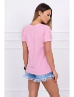 Dámská grafická halenka pudrově růžová