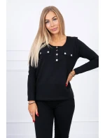 Sada s knoflíkovým výstřihem černé barvy Sada s knoflíkovým výstřihem černé barvy