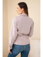 Dámská rozepínací mikina s tkaničkou a kapsami máslová fango