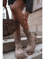 Dámské workery boty s ozdobným prvkem zateplené béžové Kalindra