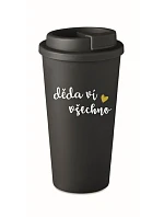 DĚDA VÍ VŠECHNO - černý termohrnek 475 ml