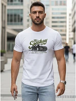 Pánské tričko s potiskem automobilů bílé FashionStreet NX5089R
