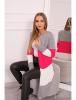 Šedý+malinový pruhovaný svetr Šedý+malinový pruhovaný svetr