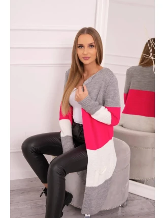 Šedý+malinový pruhovaný svetr Šedý+malinový pruhovaný svetr