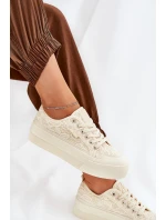 Dámské Krajkové Tenisky Big Star RR274746 Béžové