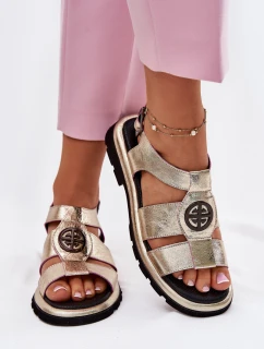 Kožené dámské sandály lakované s ozdobným detailem Artiker 56C0691 černé