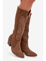 Semišové Kožené Kobyly Na Podpatku Zazoo 3152 Béžové