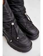 Dámské sněhule na platformě a plochém podpatku černé Seandriel