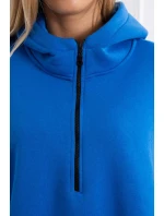 Zateplená halenka s bočními rozparky chrpově modrá