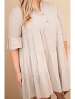 Dámské bavlněné šaty pro plnoštíhlé s volánky béžová