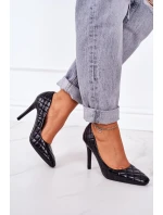 Elegantní Prošívané Lodičky Na Jehlovém Podpatku Černé Rosanna