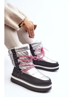 Dámské zimní boty s šněrováním stříbrné Lilara