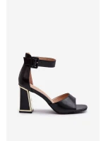 Elegantní černé dámské sandály na podpatku Rosazara Elegantní černé dámské sandály na podpatku Rosazara