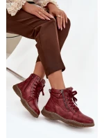 Dámské kozačky s teplým kožíškem z eko kůže bordové Ulverina