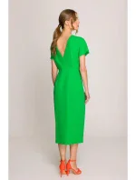 S398 Tužkové šaty s rozparkem na boku - zelené