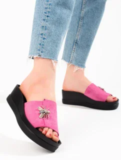 Jedinečné nazouváky dámské růžové na klínku