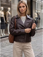 Dámská bunda ve stylu „ramones“ z ekologické kůže, hnědá, FashionStreet TY5920