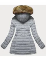 Tmavě modro-šedá oboustranná dámská zimní bunda s kapucí (w213)
