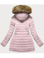 Tmavě modro-růžová oboustranná dámská zimní bunda s kapucí (w213big)