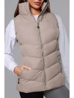 Tmavě béžová péřová dámská vesta (5M719-62) Tmavě béžová péřová dámská vesta (5M719-62)