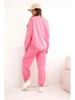 Dámský máslový komplet s volnou mikinou a kalhotami s nápisem LOVE růžová