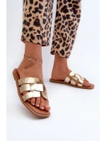 Ploché Dámské Sandály Z Ekokože Zlaté Risamay Ploché Dámské Sandály Z Ekokože Zlaté Risamay