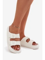 Dámské pěnové pantofle s přezkami Vinceza – bílé