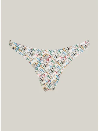 Dámské plavkové kalhotky UW0UW05272 0F9 ecru se vzorem - Tommy Hilfiger Dámské plavkové kalhotky UW0UW05272 0F9 ecru se vzorem - Tommy Hilfiger