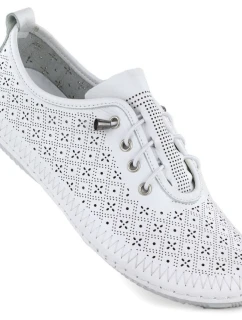 Dámské ažurové kožené polobotky bílé T.Sokolski 1302