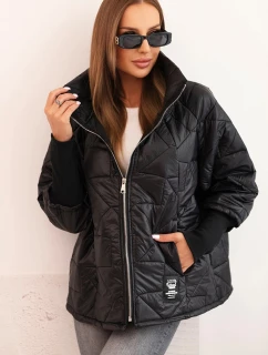 Dámská prošívaná bunda s krátkým střihem a stojáčkem černá