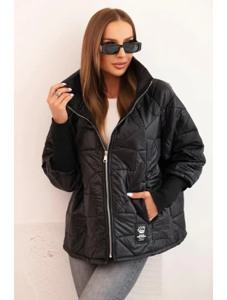 Dámská prošívaná bunda s krátkým střihem a stojáčkem černá