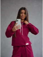Teplákový komplet ve vínové bordó barvě - mikina se stojáčkem a kalhoty (82162) Teplákový komplet ve vínové bordó barvě - mikina se stojáčkem a kalhoty (82162)