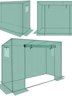 SKLENĚNÁ SKŘÍŇ PRO ZAHRADNÍ TOMATOPY 200x77x168-150CM PE ZELENÁ