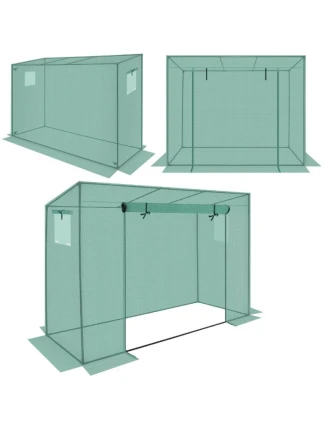 SKLENĚNÁ SKŘÍŇ PRO ZAHRADNÍ TOMATOPY 200x77x168-150CM PE ZELENÁ