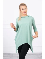 Tmavě mátová mikina s potiskem křídel