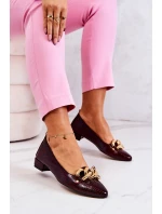 Kožené Lakovaný lodičky z hadí kůže kaštanové Elissabeth