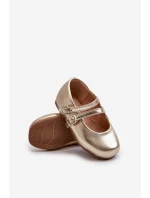 Dětské baletky s proužky zlaté Margenis