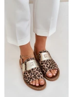 Zazoo 40385 Dámské Kožené Sandály S Leopardím Vzorem Hnědé